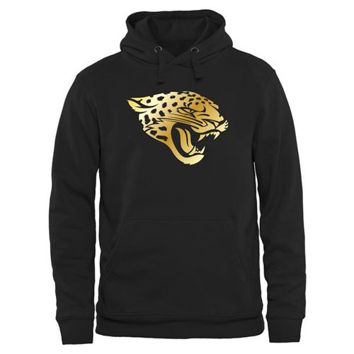 Men's Jacksonville Jaguars Pro Line Black Gold Collection Pullover Hoodie - Click Image to Close